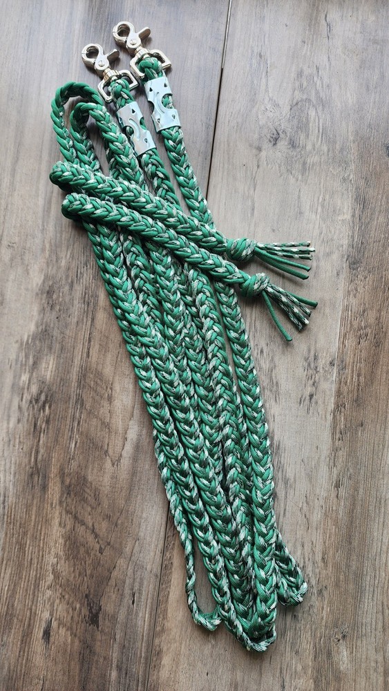 Kelly Green, Gray, & White Split Reins