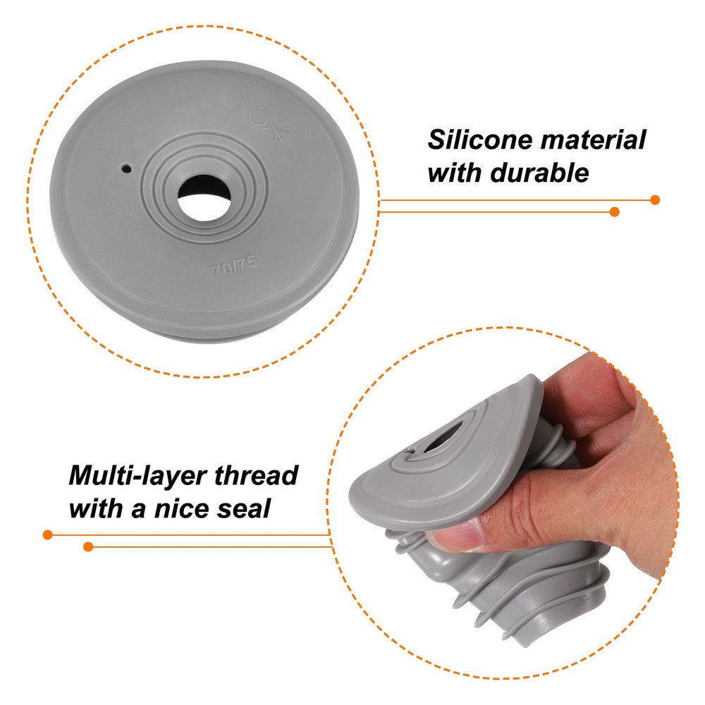 Drain Pipe Seal Ring with Plug for 70-75mm Drainage Pipes Grey