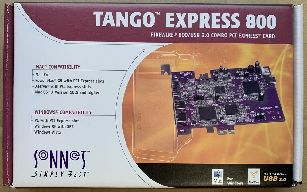 Sonnet Tango Express 800 USB 2.0 FireWire 800 PCI Express Card