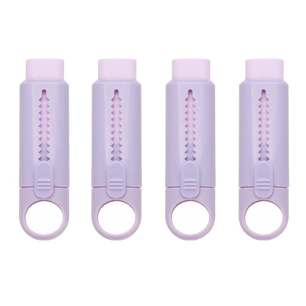 4 Pack Erasers, Pencil Erasers Large Eraser Push Pull Cute Soft, Purple TPE