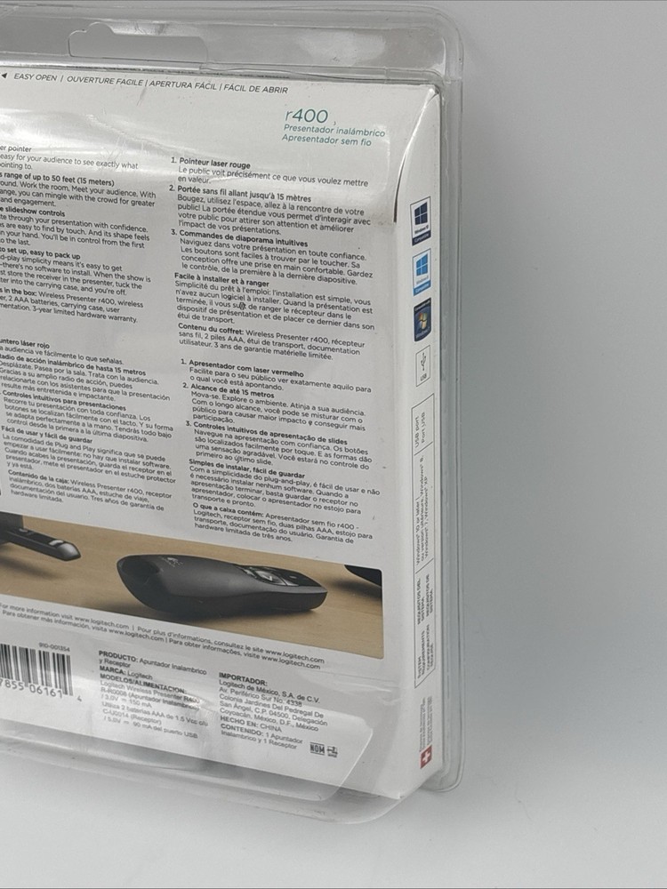 NEW SEALED Logitech R400 Wireless Presenter Red Laser Pointer Clicker Windows PC