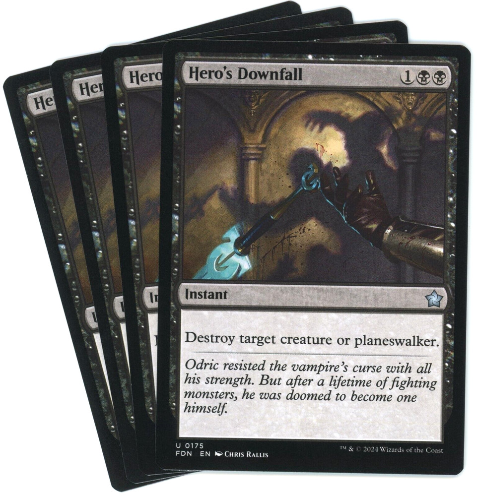 x4 Hero's Downfall - 0202 - Foundations - Magic the Gathering (MTG)