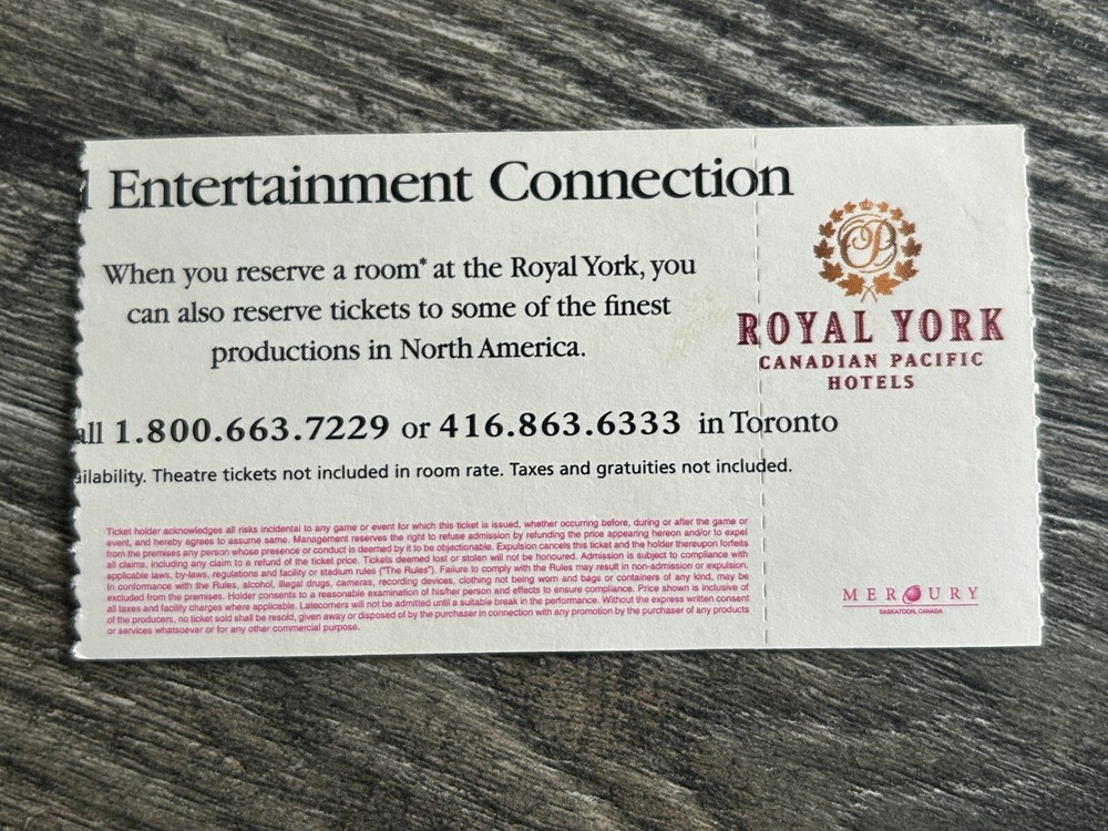 KISS Ticket Stub PAUL STANLEY Phantom Of The Opera Pantages Canada Vintage Kiss