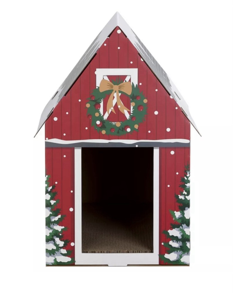 Paws & Claws Cardboard Cat Barn With Scratcher