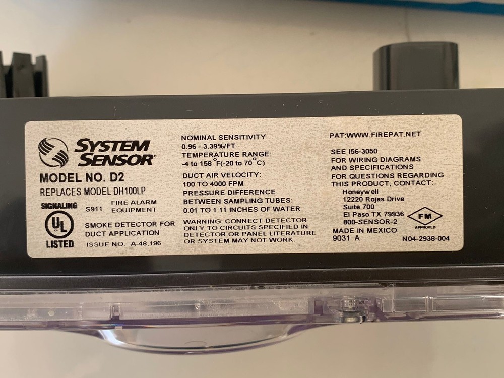 System Sensor / 2-Wire Duct Smoke Detector / D2 / Replaces Model DH100LP