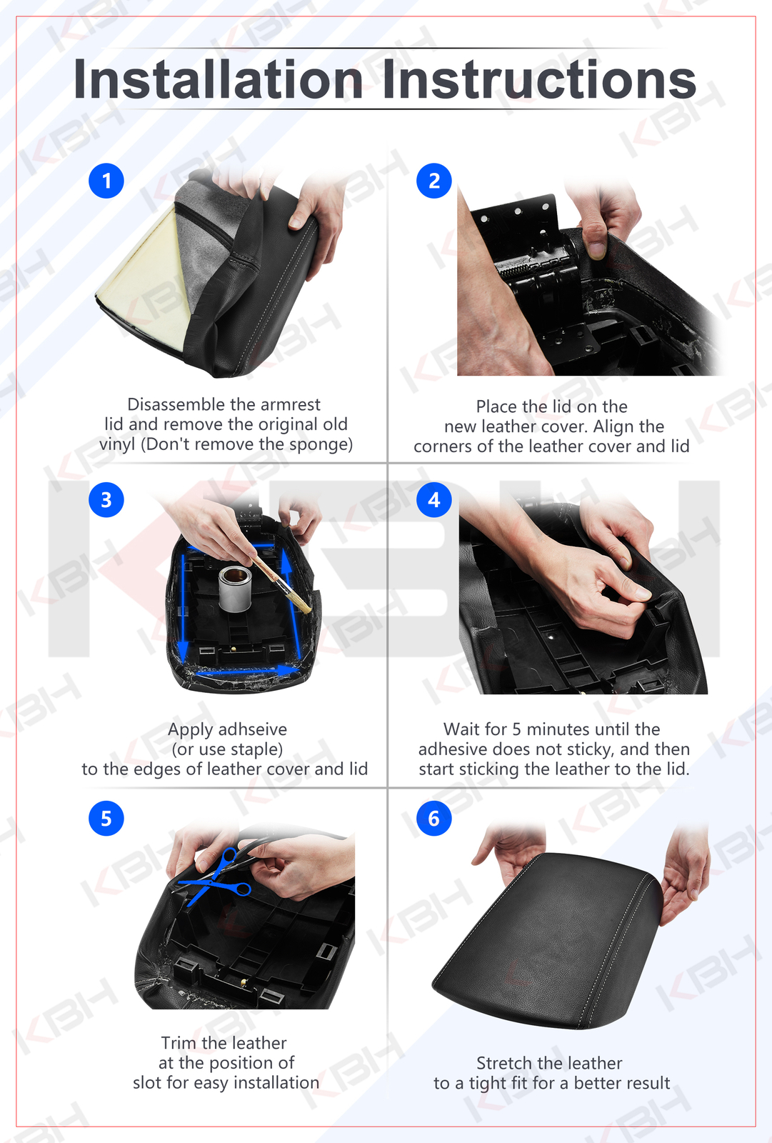 Fits 1996-2002 Toyota 4Runner Center Console Lid Armrest Leather Cover Trim Gray