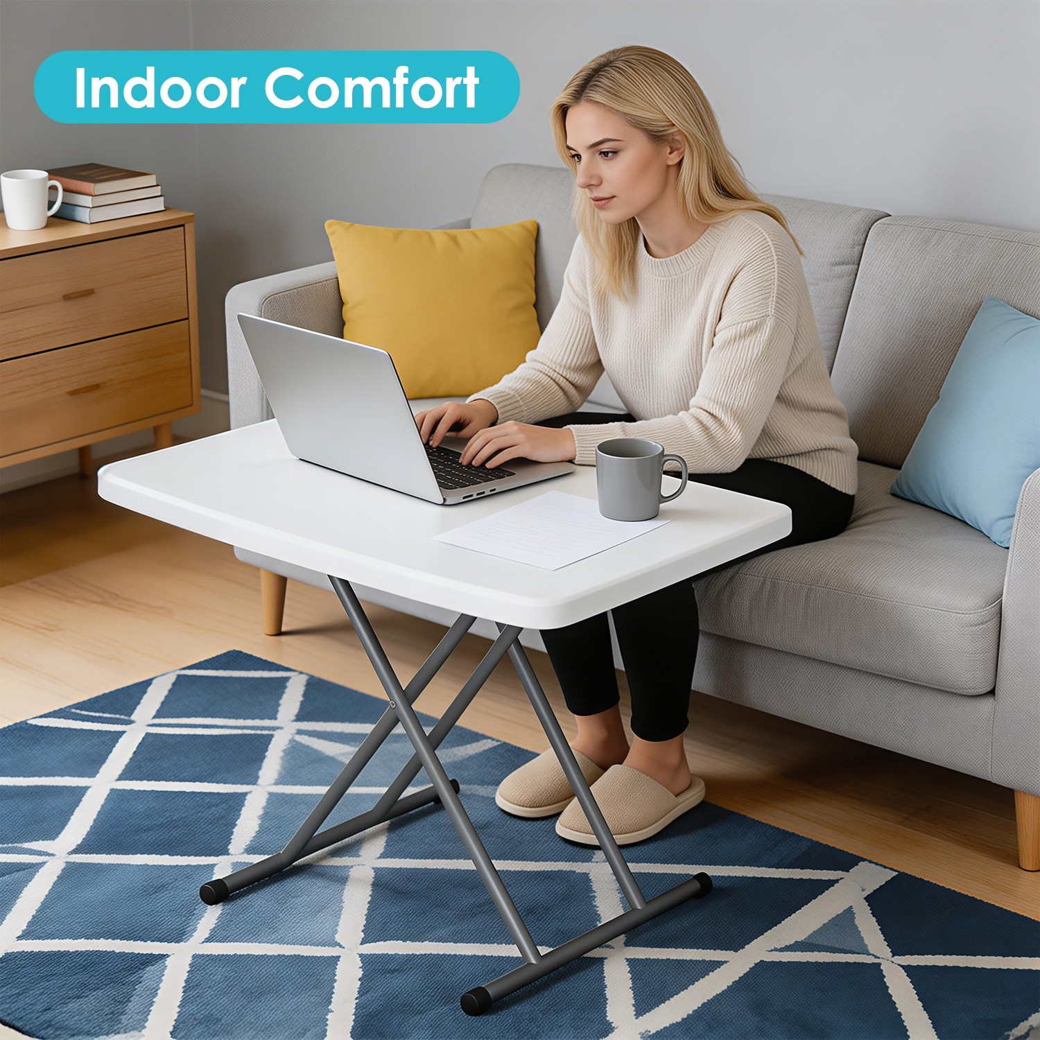 30 Inch Folding Table, Utility Foldable Table for Small Spaces,Small Desk Adjust