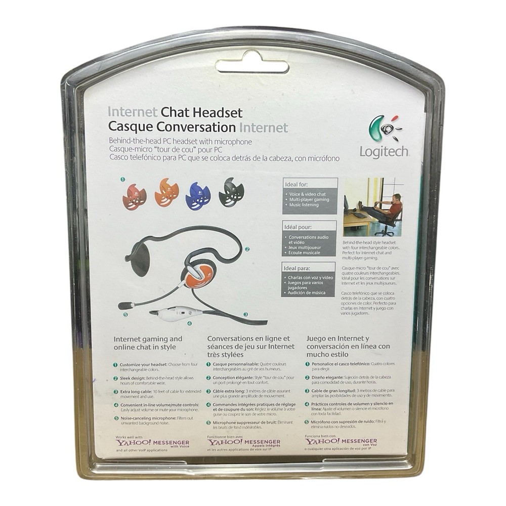 NEW Logitech Internet Chat Headset Behind the Head Multicolored Computer SEALED