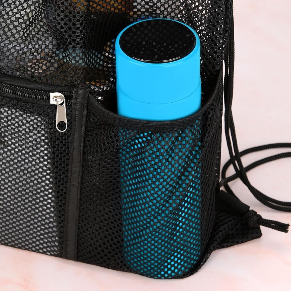 NATURAL STYLE 2 PACK Mesh Drawstring Backpack Bag, Multifunction Black