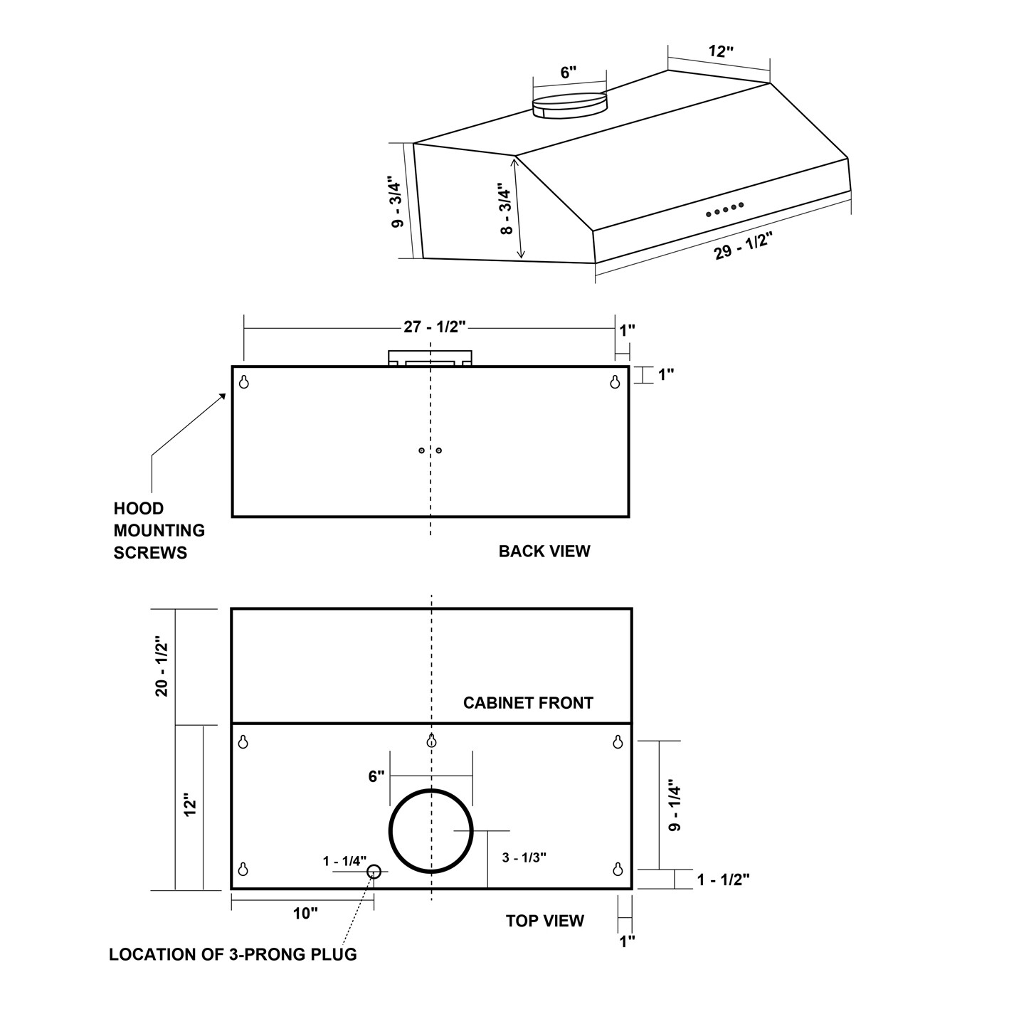 30 in Under Cabinet Range Hood (OPEN BOX) Stainless Steel, Washable Filters, LED