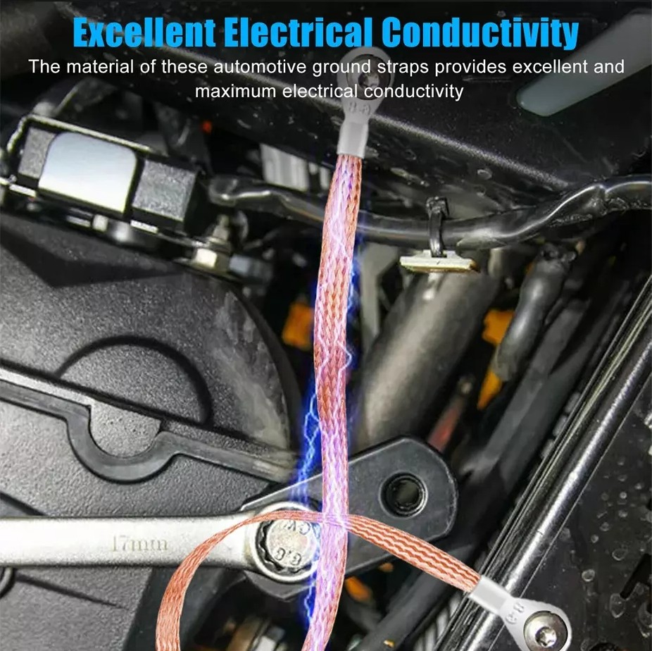 5x Engine Ground Strap Copper Cable Kit For Car Truck Firewall Engine Body Frame