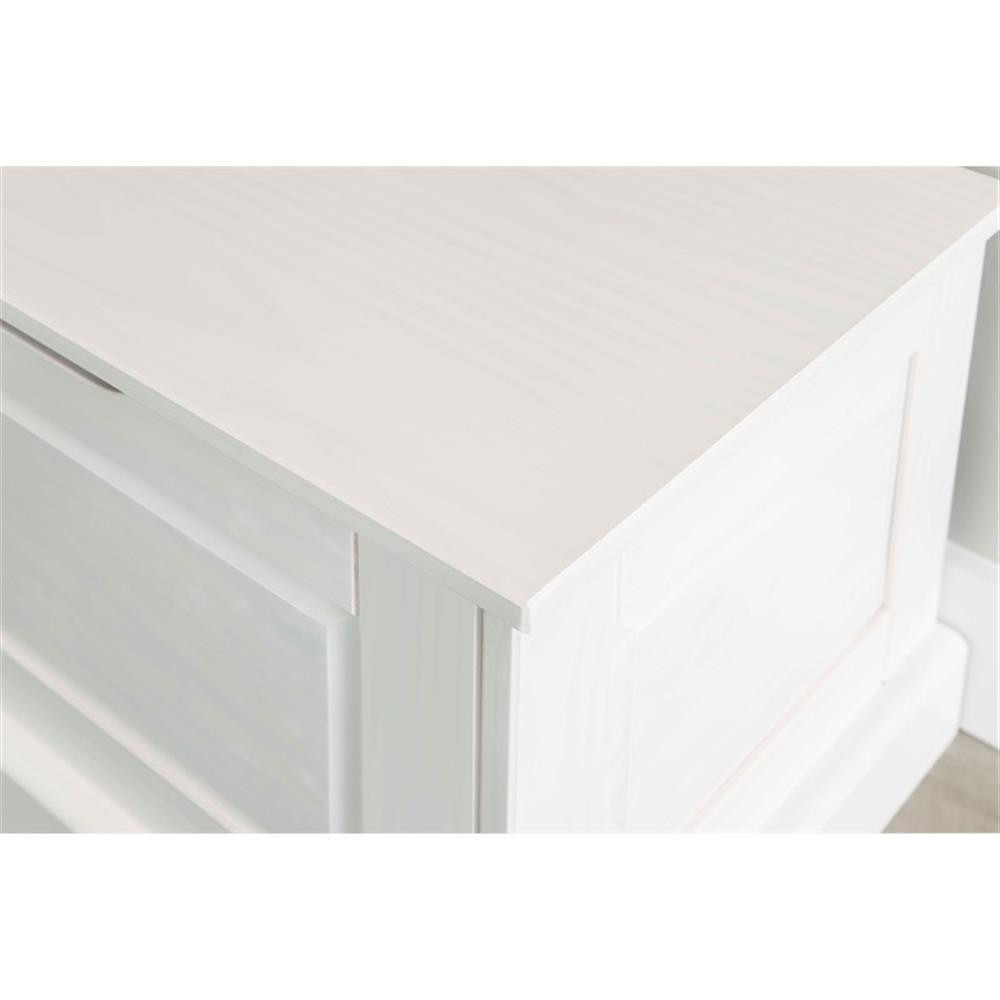 Linon Troyin Backless Corner Nook with Storage in Solid White Pine