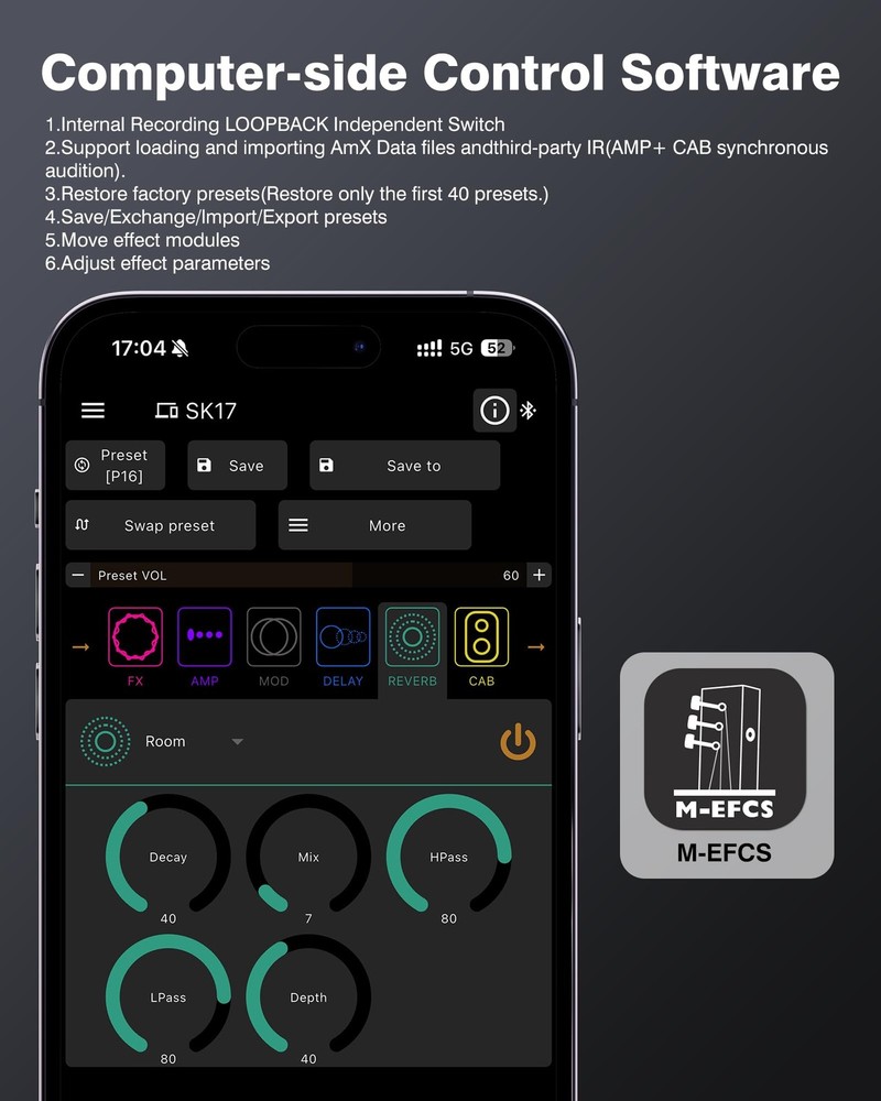Pocket AMP Multi Effects Processor with 6 Module 80 Editable Effects, IR Load...