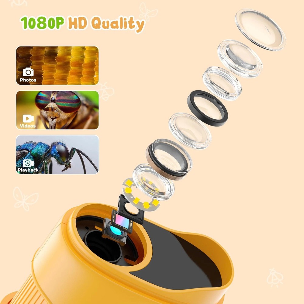 Kids Digital Microscope 1000x Magnification Handheld USB for PC Windows Mac OS