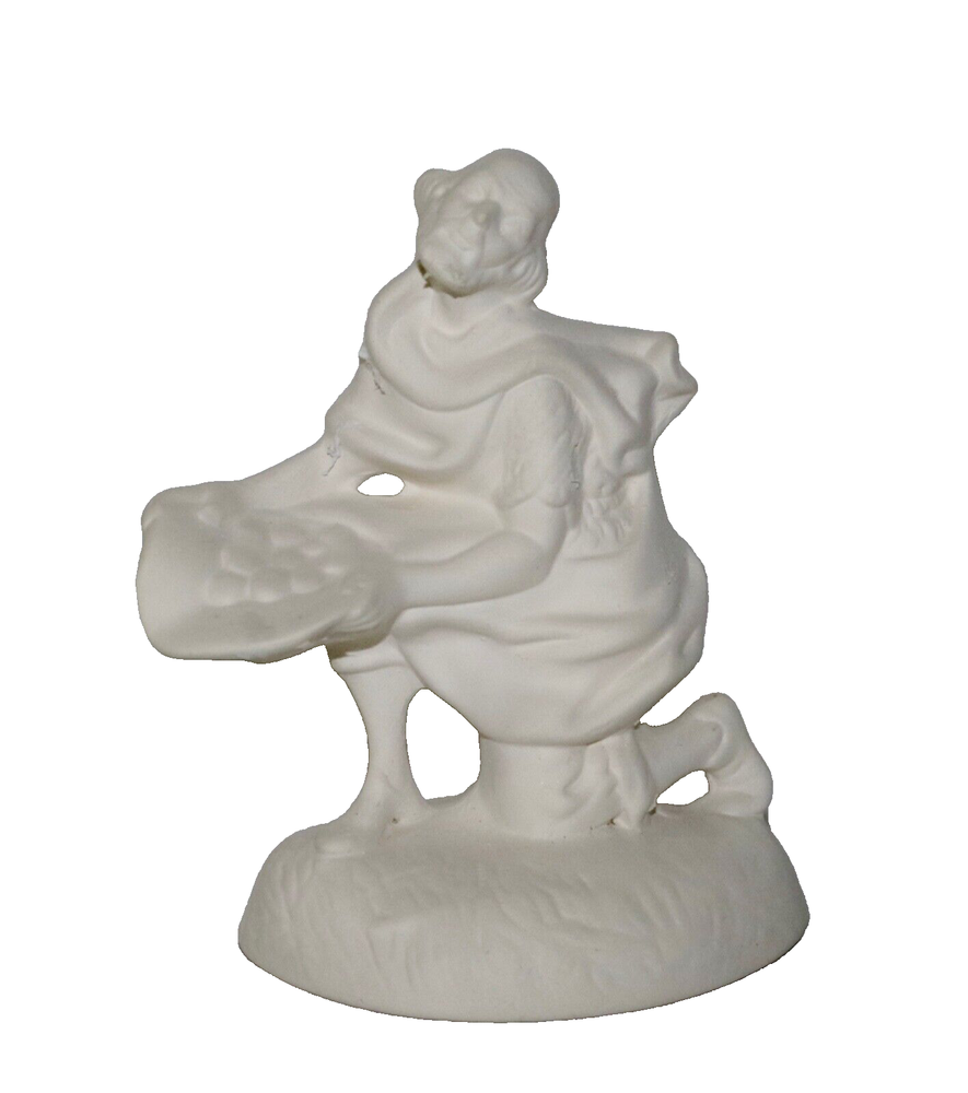 Ceramic Nativity 8” Set Accessory Peasant Kneeling Offering Bread Ready To Paint