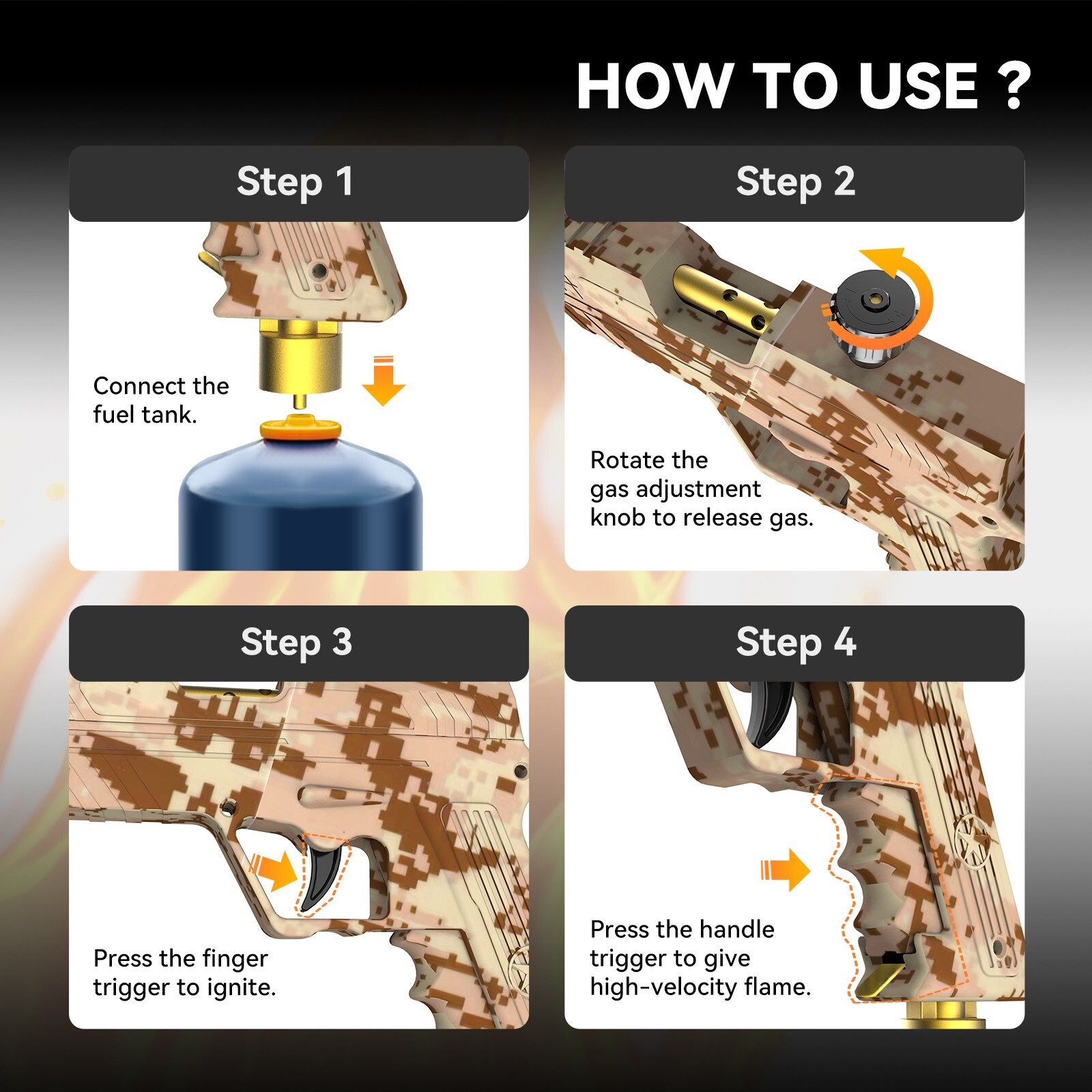 4ALLTECH Propane Cooking Torch Gun Kitchen Blow Torch Flame Thrower Fire Gun