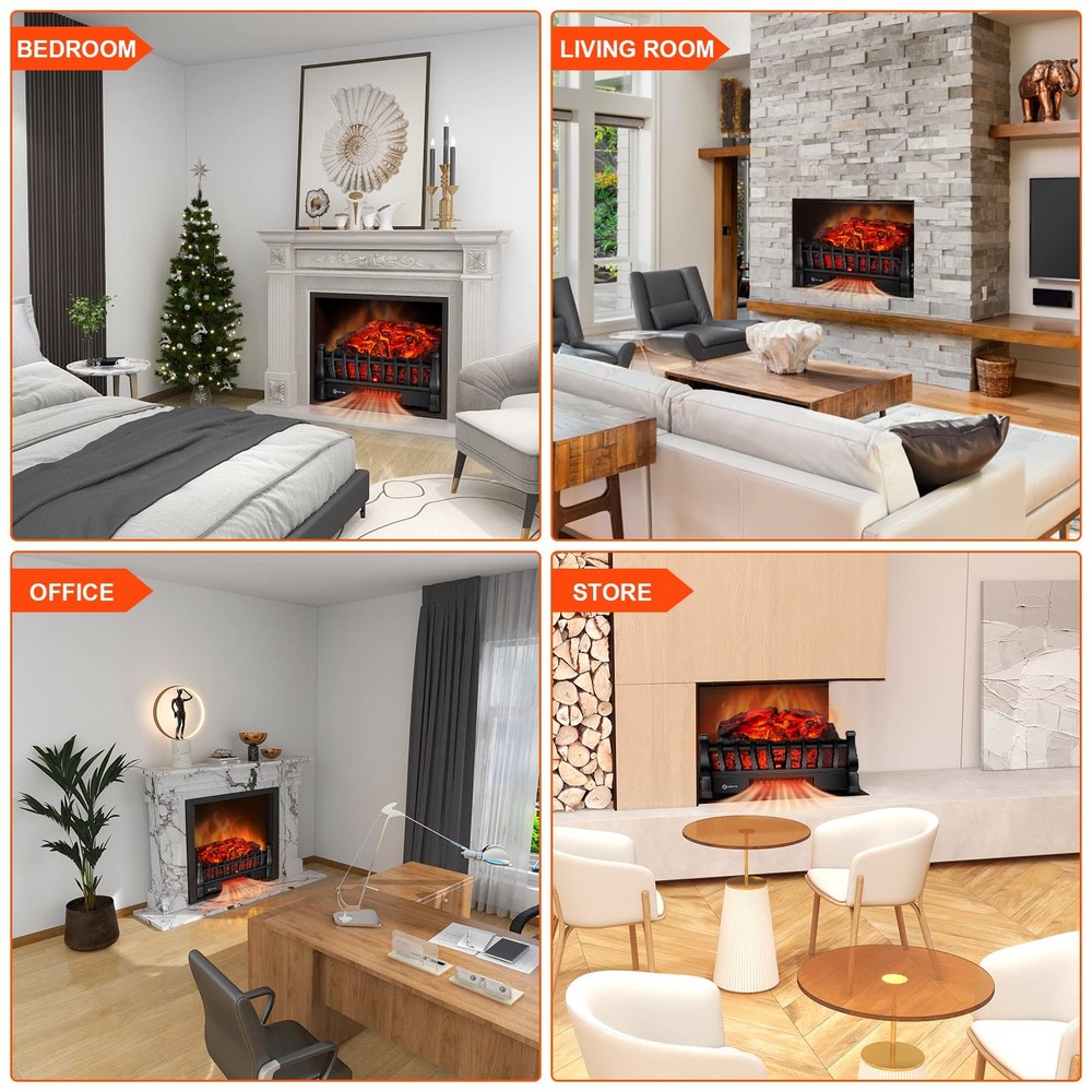 Electric Fireplace Logs Inserts Heater with Infrared Remote Controller 5 Flam...