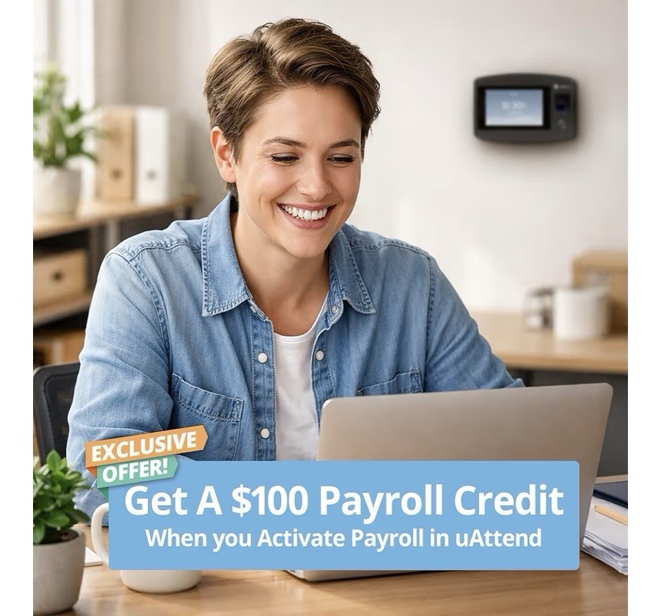 JP2000 Payroll Time Clock, Cloud Payroll Engine w/ Biometric & RFID, $100 Credit