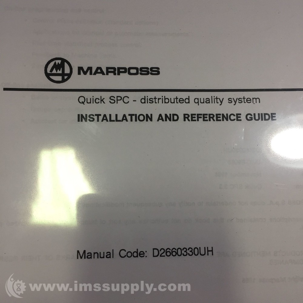 Marposs CM09A01U33 E9066 Installation Guide and Software Disks FNIP