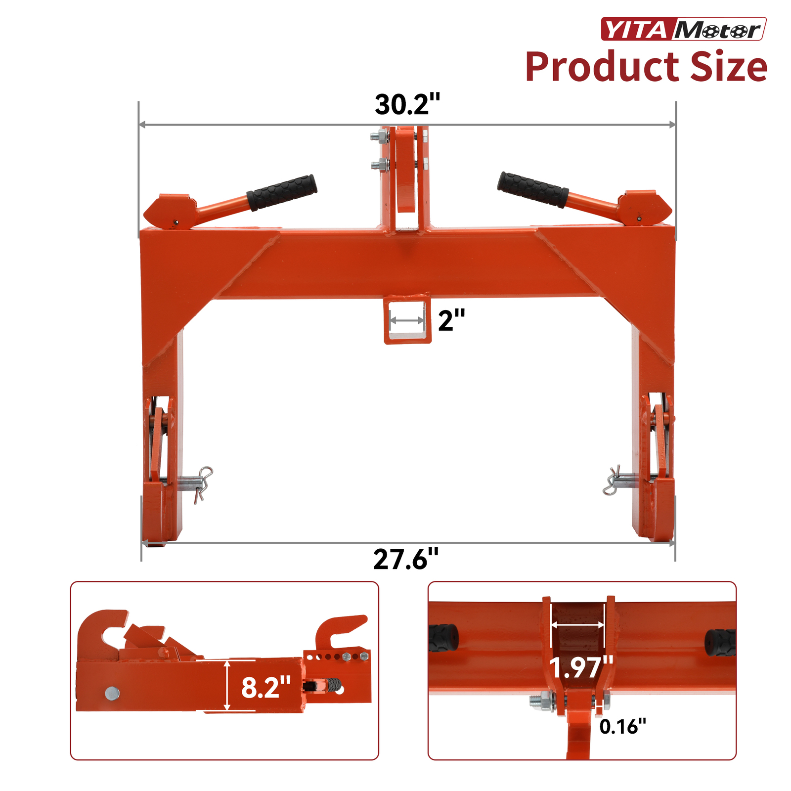 3 Pt Quick Hitch Adapter For Category 1 & 2 W/ Adjustable Bolt Tractor 3000lb