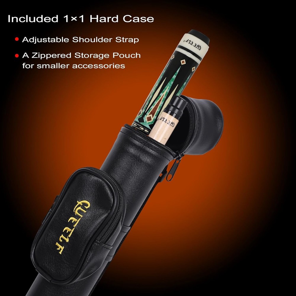 Billiard Pool Cue Low Deflection with Hard Case
