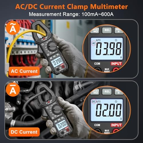 AC/DC Amp Clamp Meter Multimeter Tester TRMS Black-(AC/DC Current)Clamp Meter