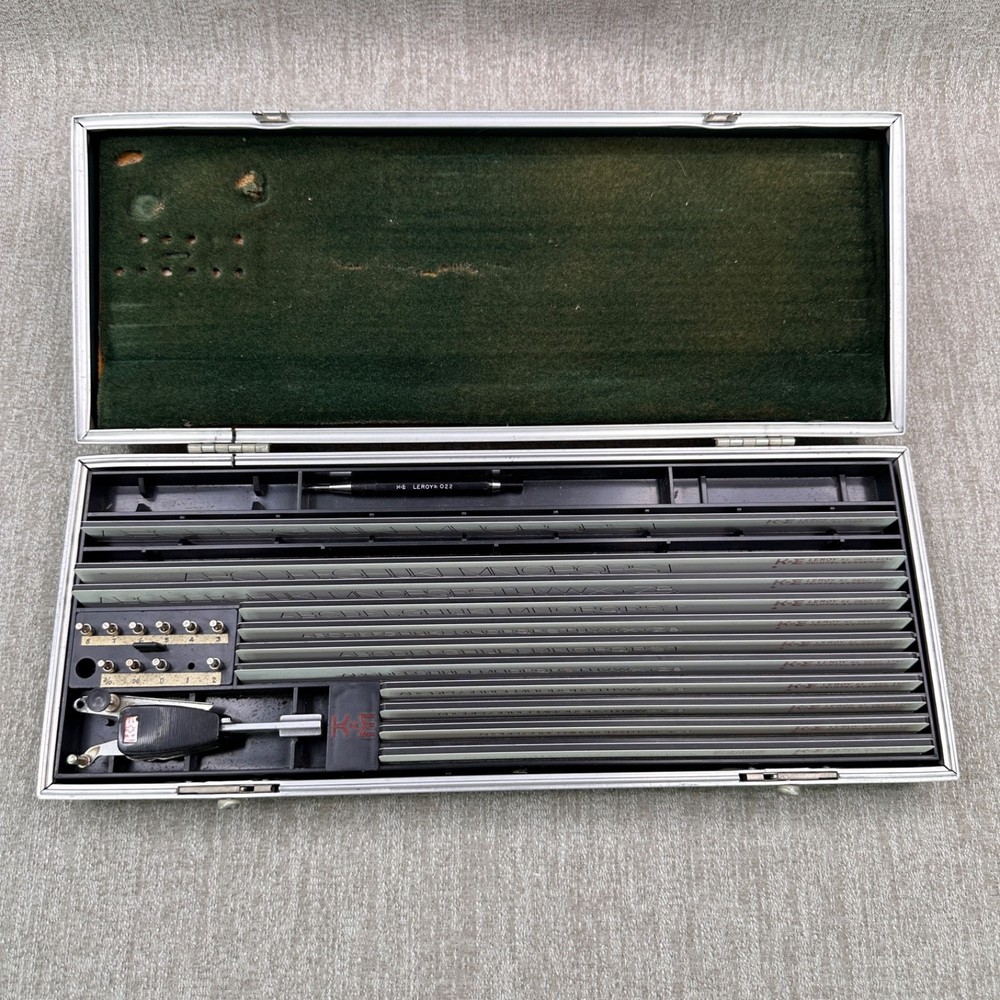 Vintage K+E LEROY II Lettering Set Keuffel & Esser Engineering Drafting Tool Kit