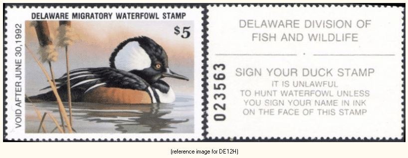 HALFPRICEDUCK Delaware Duck Stamp 1991 $5.00 Hunter