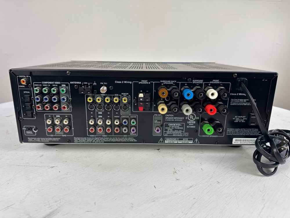 Onyko TX-SR503 AV Receiver with Remote and Power Cable Bundle