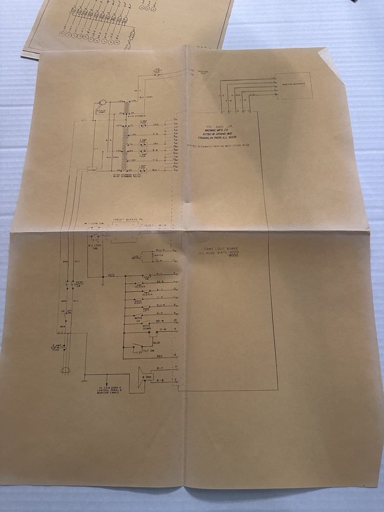Ms Pac Man Pac-man Arcade Machine Manual Schematics Paperwork Electronics