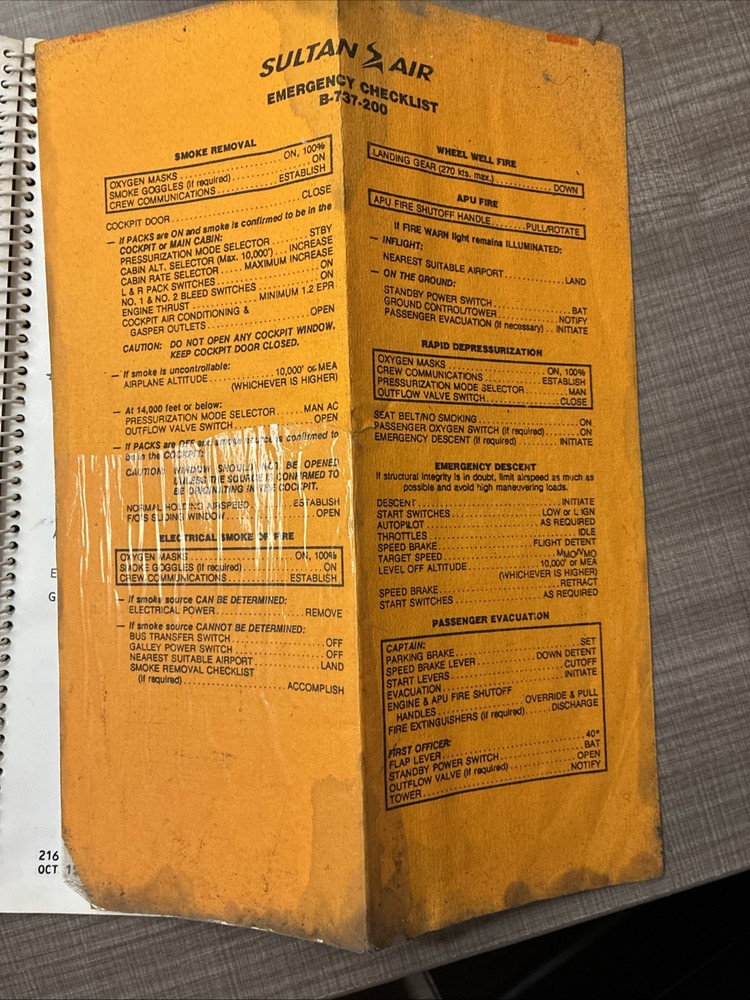 Sultan Air Boeing 737 Pilot Quick Reference Handbook 1984