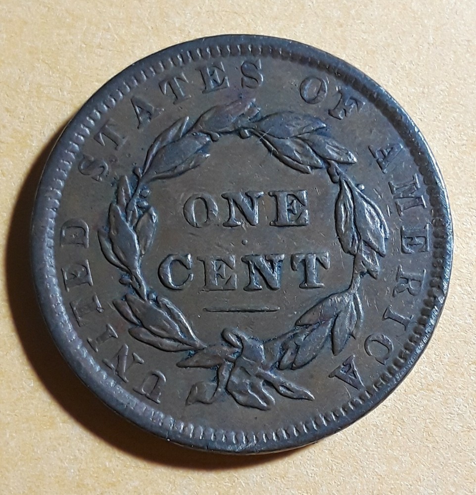 1837 Coronet Head Early US Copper Large Cent.