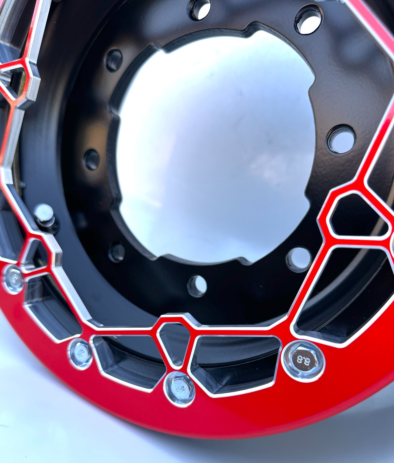 Alba Racing Billet Crusher 10" Atv Beadlock Rings fit DWT Goldspeed Boss Red