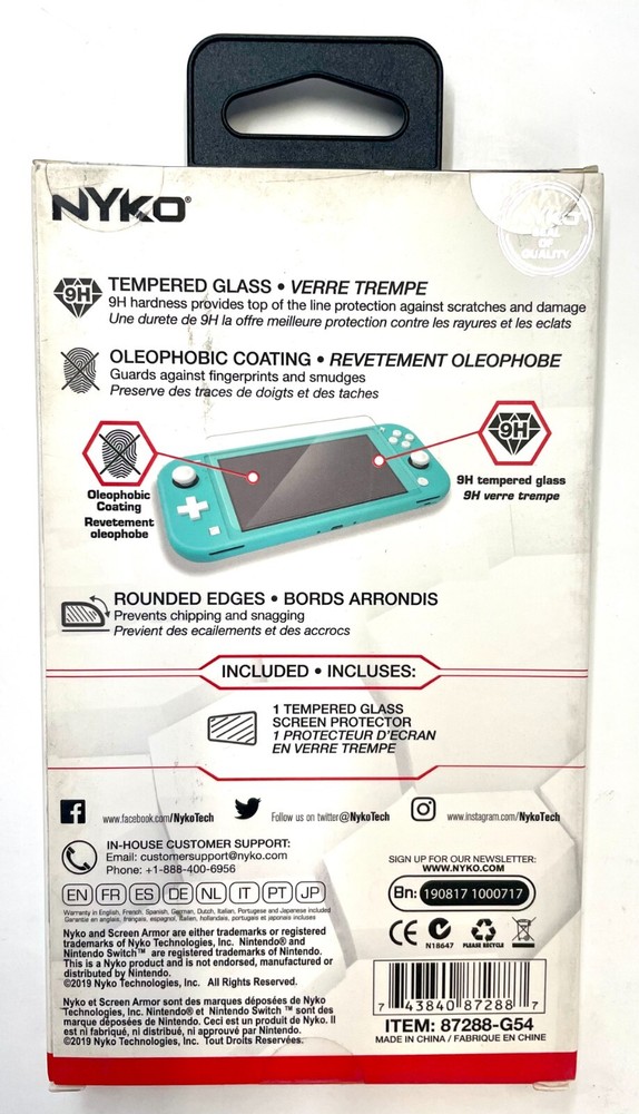 Nyko Screen Armor 9H Tempered Glass Screen Protector for Nintendo Switch Lite