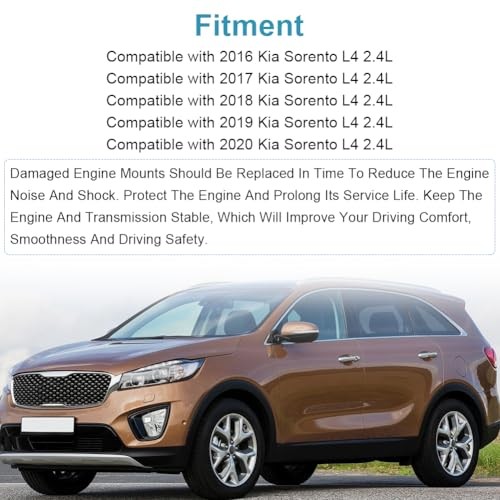 2Pcs Front Right Engine Torque Strut Mount Replacement for Kia Sorento L4