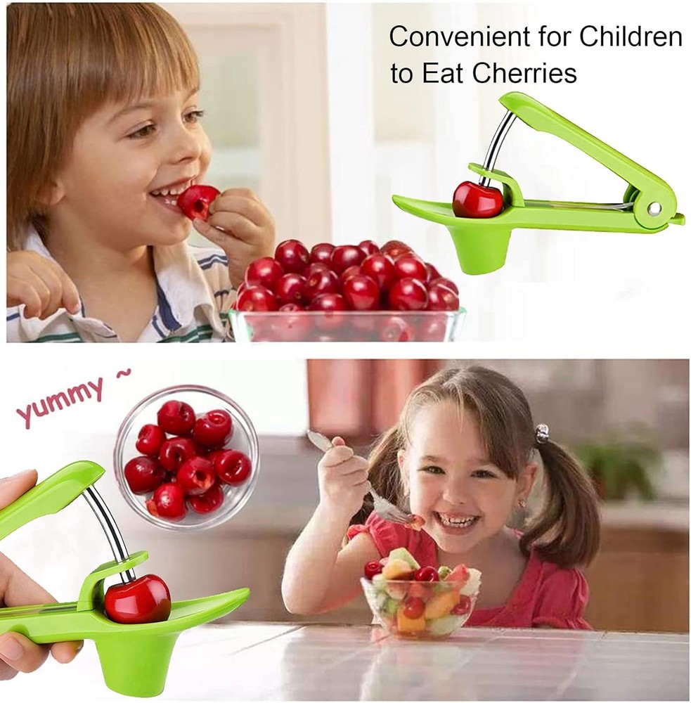 Stainless Steel Multi-Function Olives & Cherry Pitter Tool with Lock Green