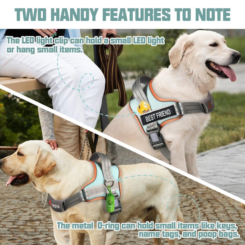 AUROTH Dog Harness No Pull Soft Padded Medium, Single Harness-Macaron Blue