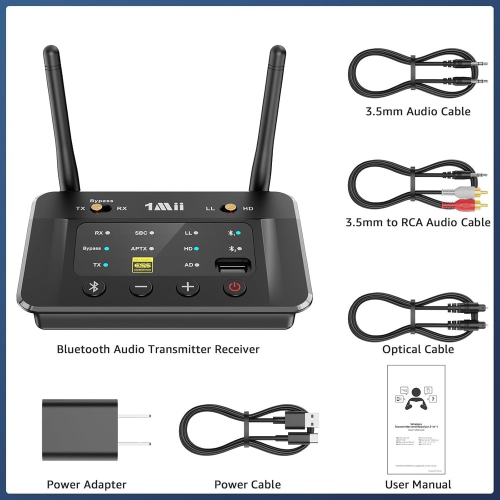 B03S Bluetooth 5.3 Transmitter Receiver for TV Home Stereo, Wireless Audio Ad...