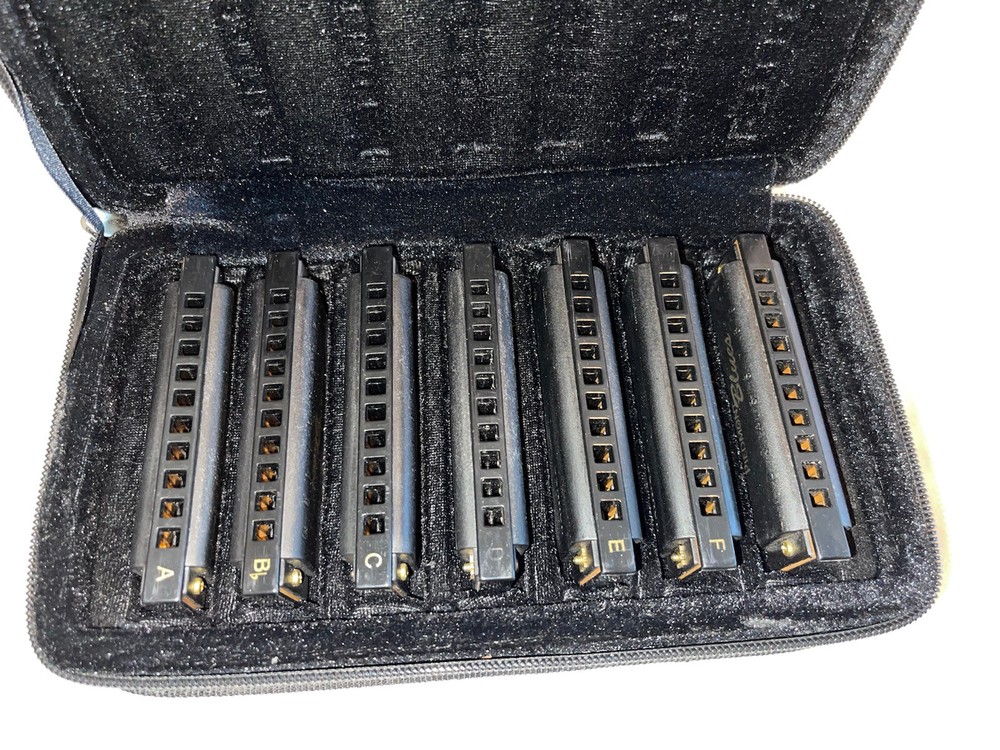 Hohner Piedmont Blues 7 Harmonica Set w/ Case