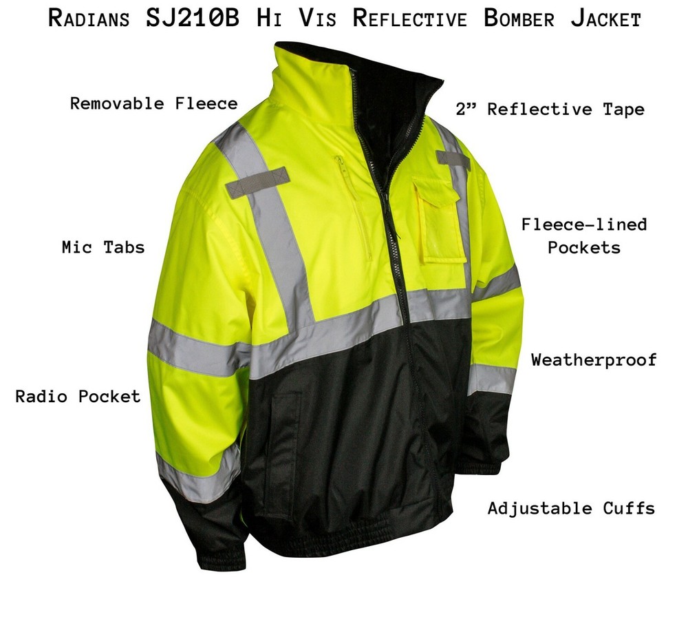ANSI ISEA CLASS 3 Waterproof Insulated Reflective ROAD WORK Bomber Safety Jacket