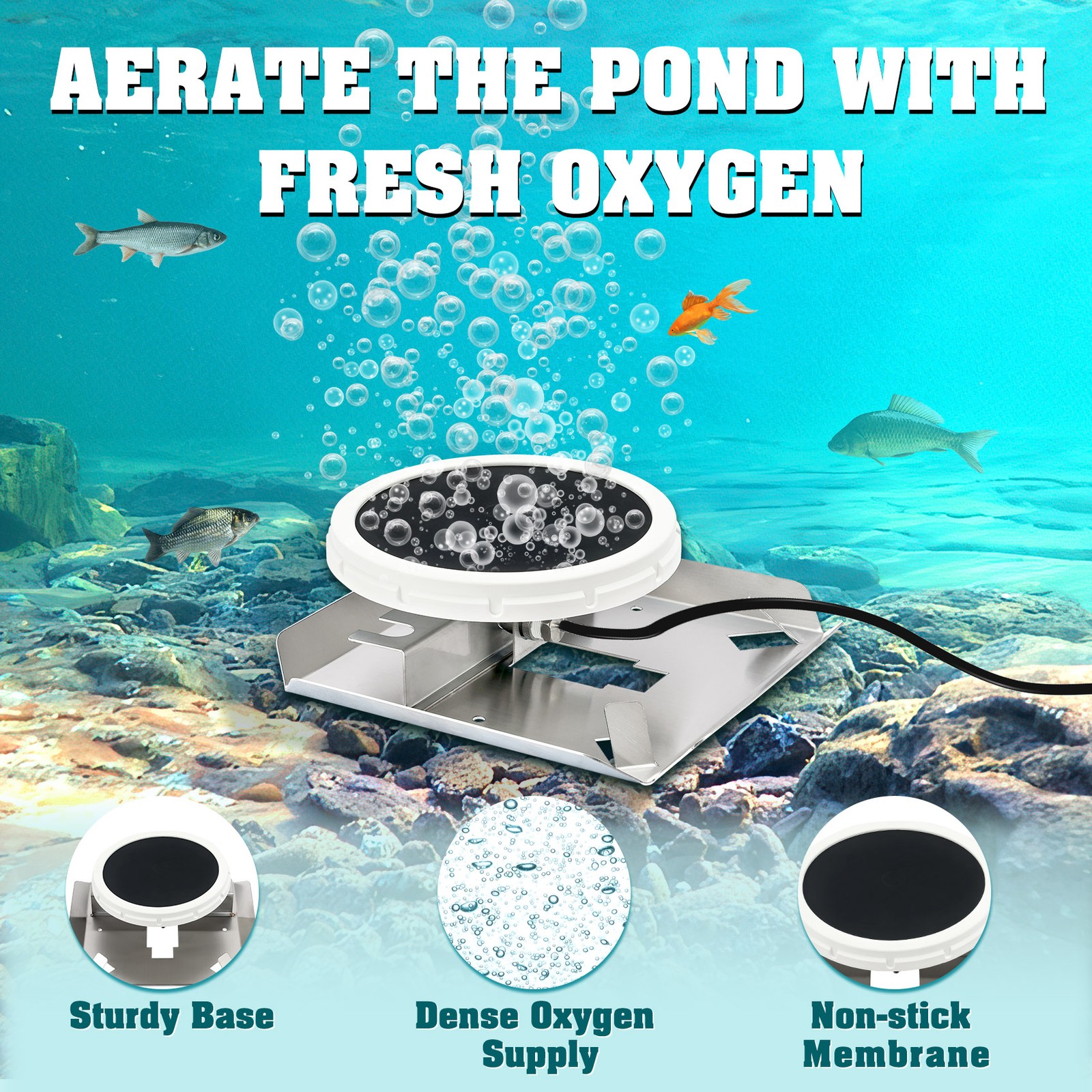 750W Pond Aerator 5.35CFM Lake Compressor Air Pump Aeration Diffuser Kit