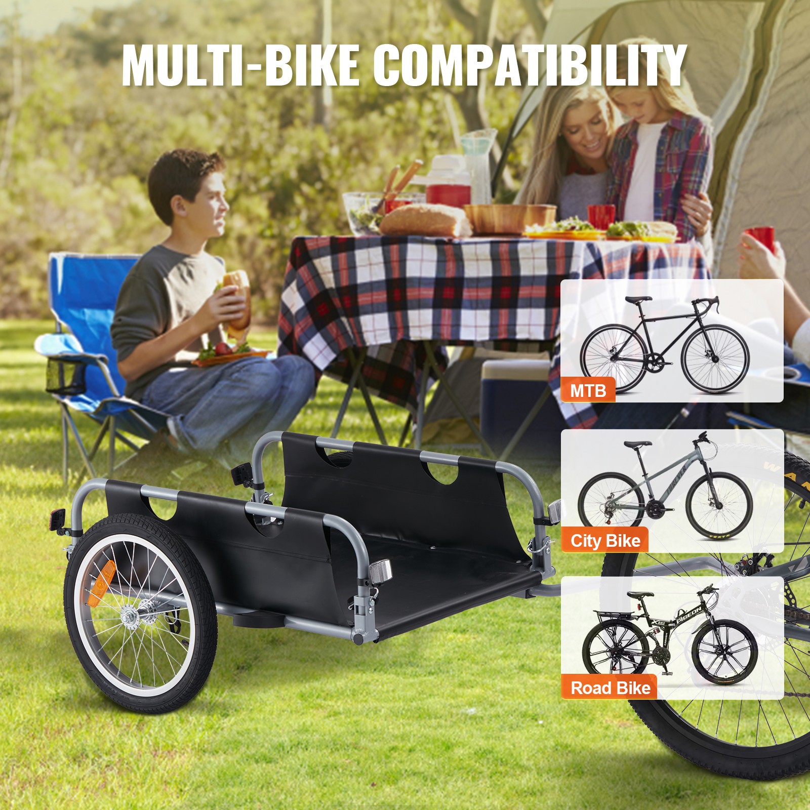 Bike Cargo Trailer Bicycle Carrier Storage Cart 100lbs Load Aluminum Alloy