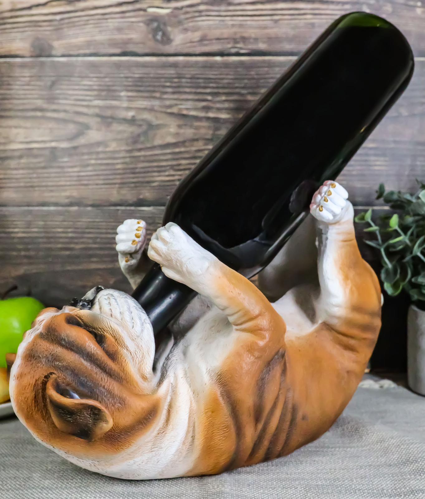 Ebros British Bulldog Canine Dog 10.25" Long Wine Bottle Holder Caddy