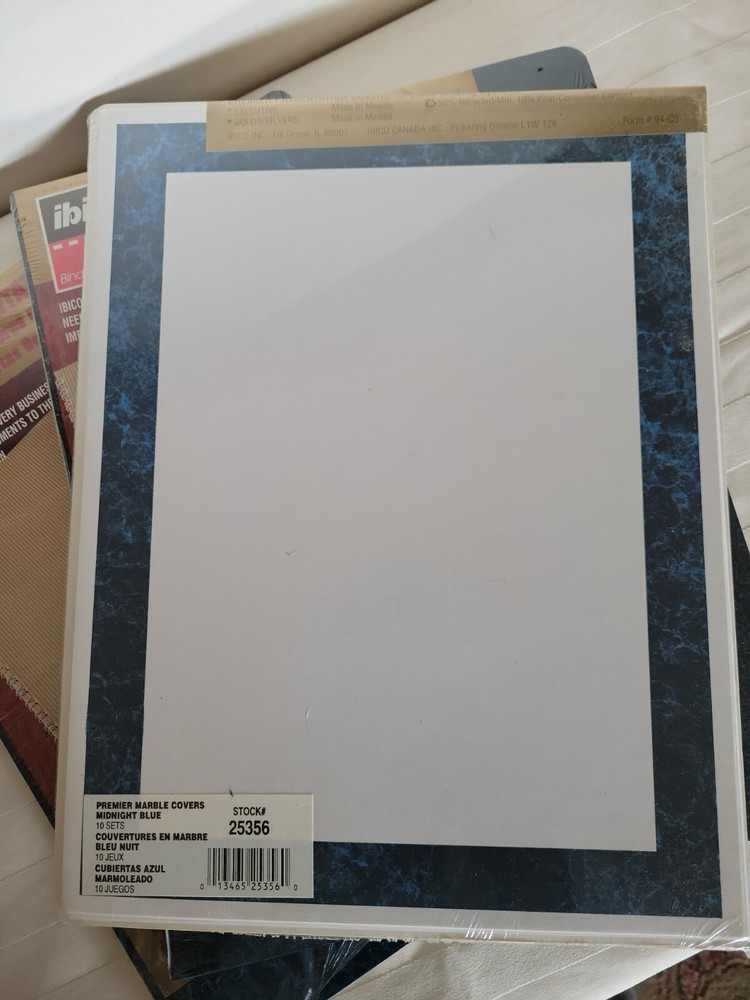3 IBICO Presentation Covers for Comb Binding Systems 25356 Clear/Blue 12pc