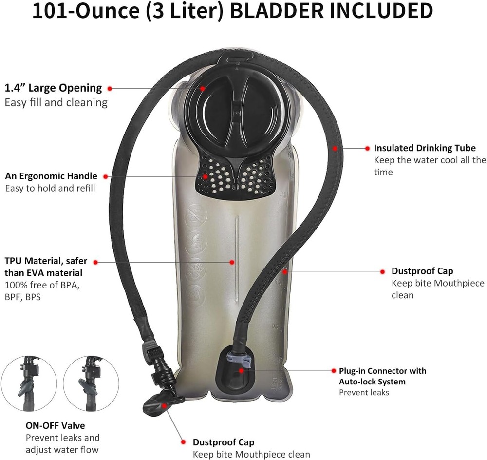 1050D Tactical hydration pack with 3L bladder