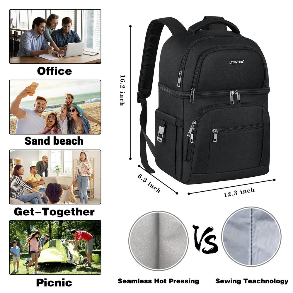 Cooler Backpack,Insulated Backpack Cooler Leakproof Double Deck Cooler Bag