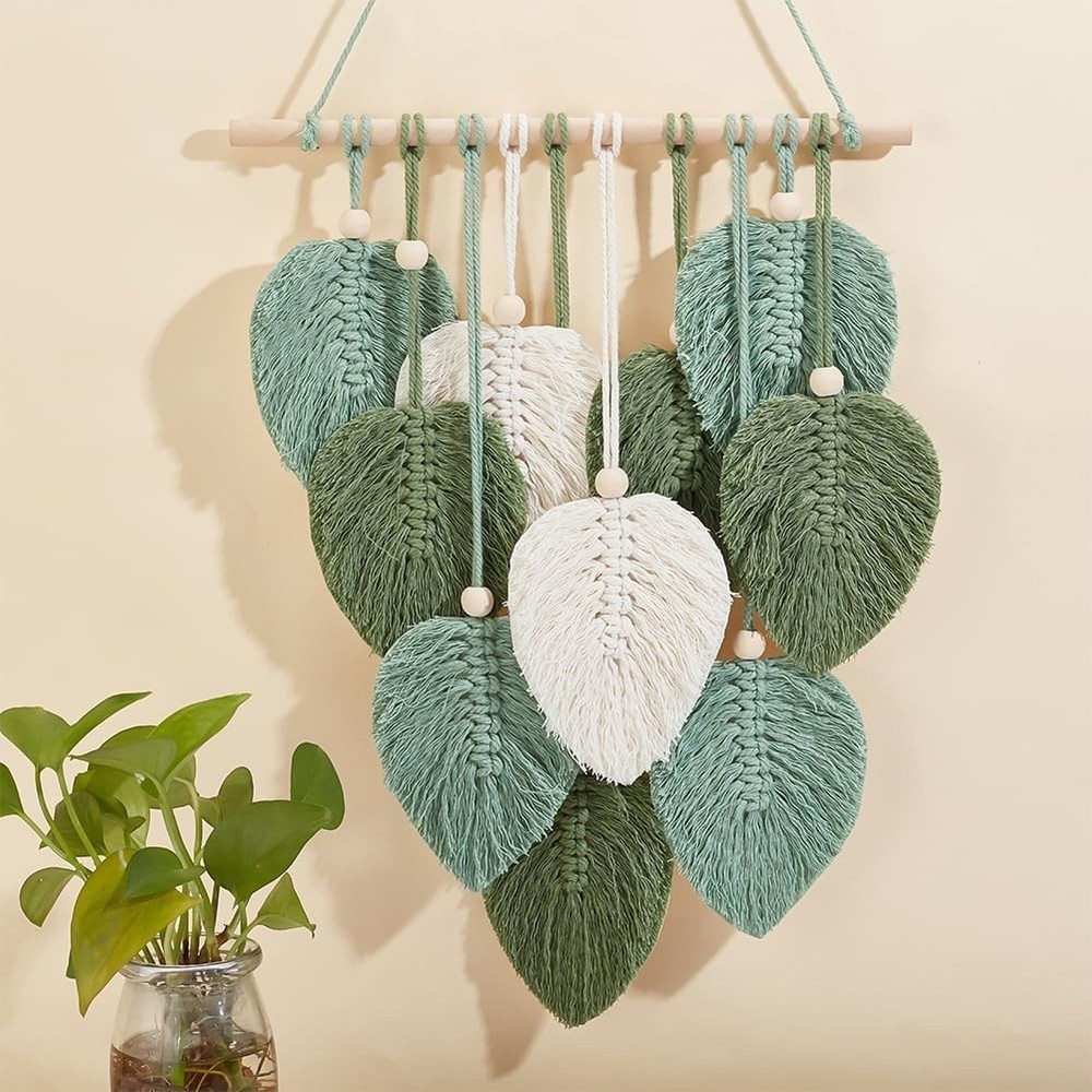 DIY Macrame Leaf Wall Hanging Beginners Macrame Kit Leaf Woven Tape