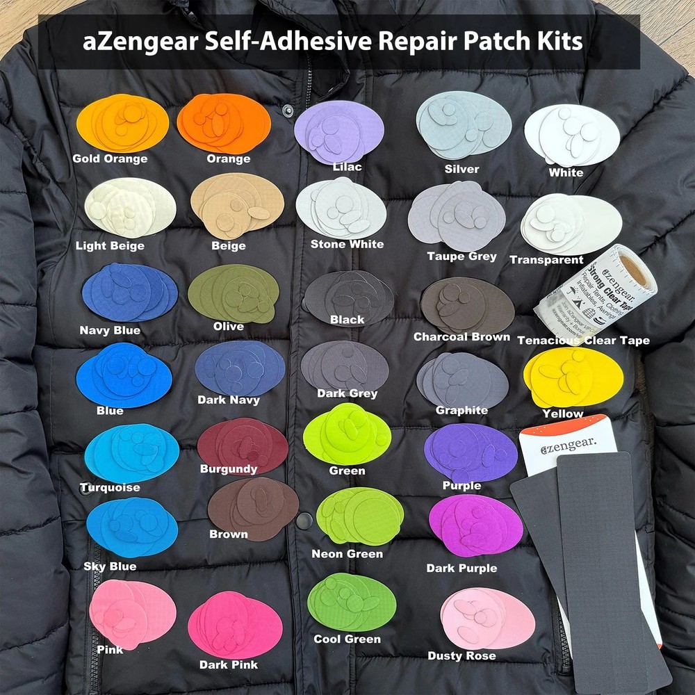 Self-Adhesive, Waterproof Polyester Repair Patches (2 Pack)