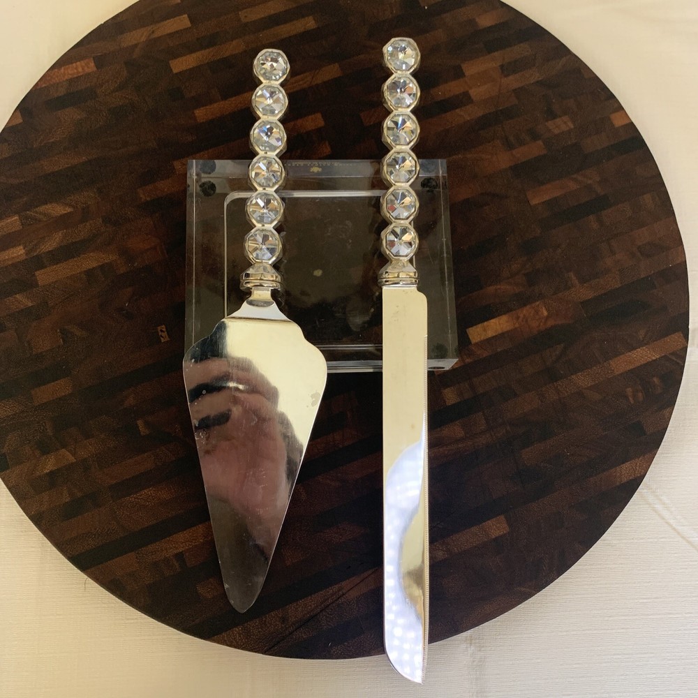 Beautiful Rhinestone Handle Wedding Cake Serving Set
