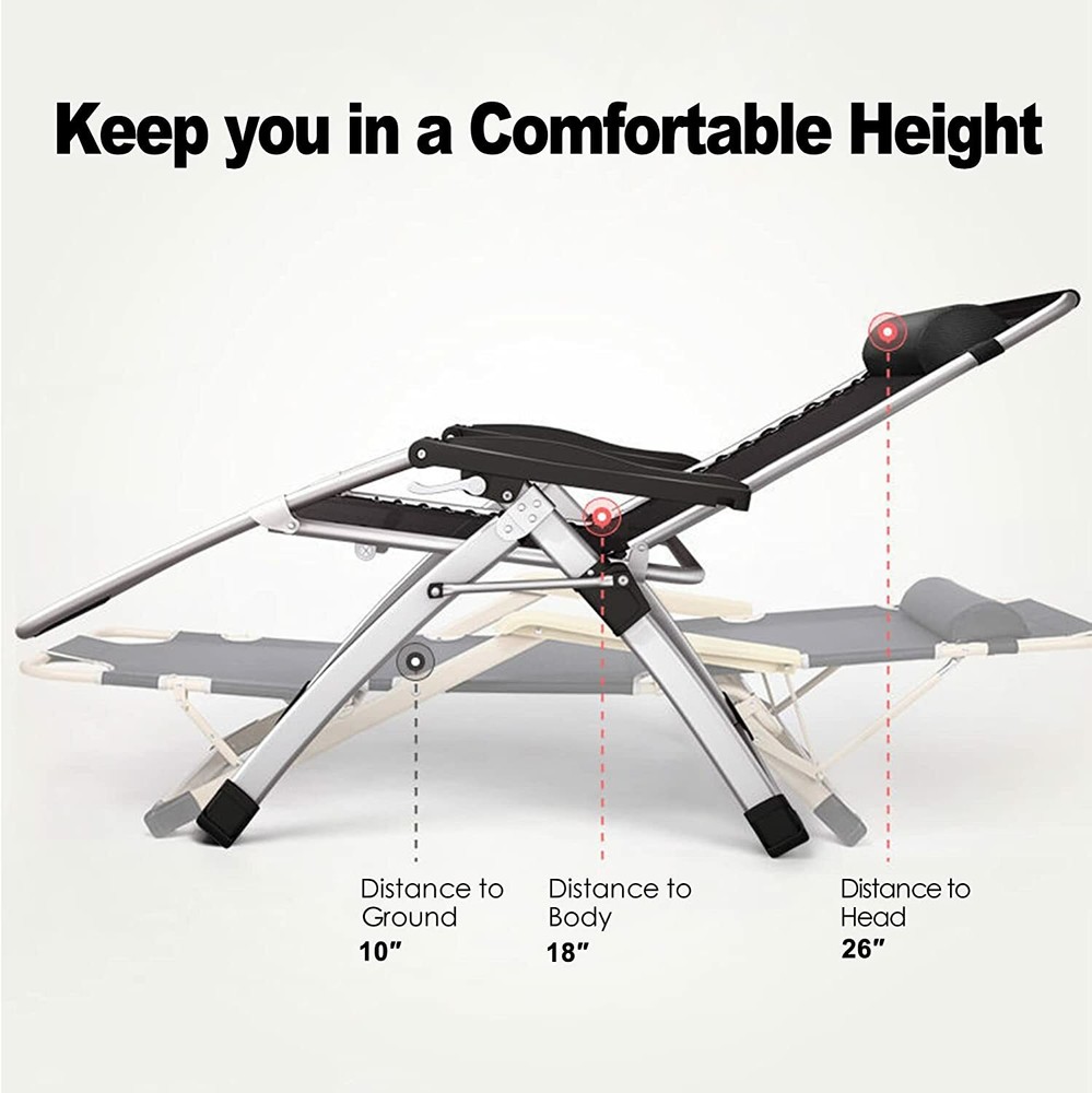 Begonia.K 2Pcs Adjustable Zero Gravity Folding Reclining Lounge Chair & Tray